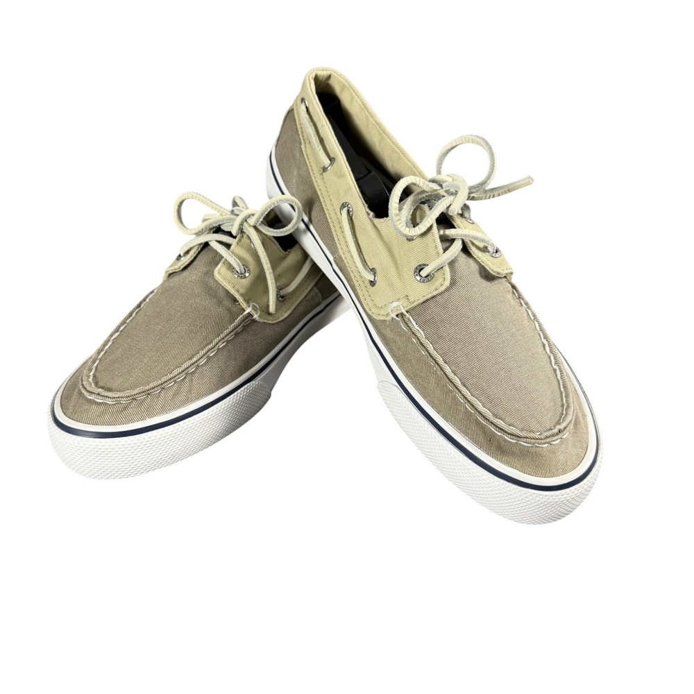 Sperry Top-Sider Bahama II Mens 8.5 Tan Khaki Canvas Boat Shoe Sneaker STS22019